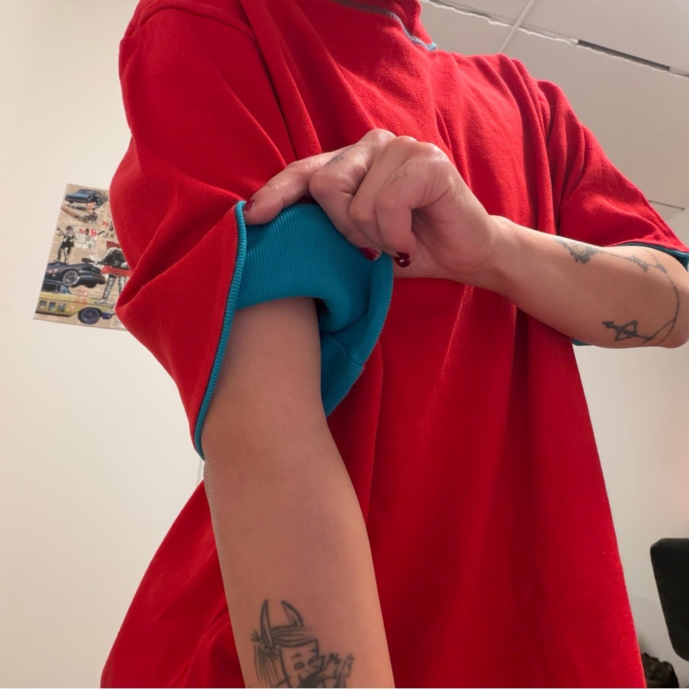 Red and Blue Short Sleeve Shirt